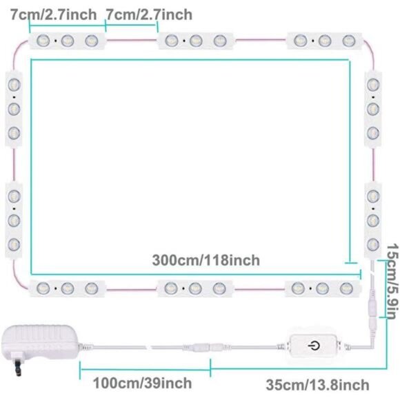 Led Vanity Mirror Lights, Hollywood Style Vanity Make Up Light, 10ft Ultra - Picture 3 of 7